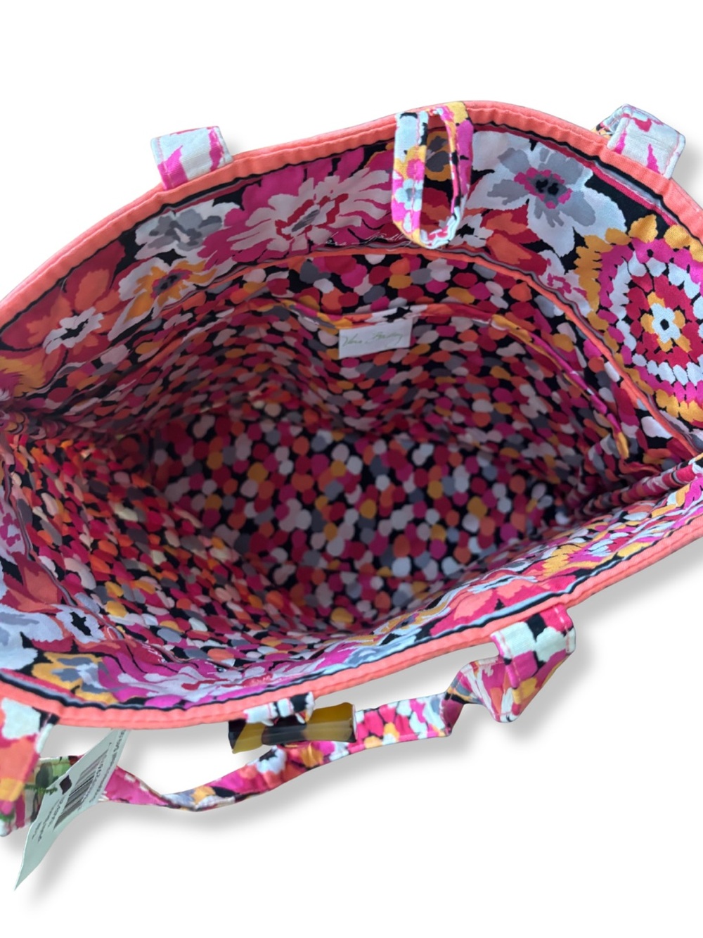 NWT Vera Bradley Pixie Blooms Quilted Tote Bag Floral Pink Shoulder Purse - Picture 4 of 5